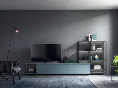 Parete Attrezzata Living Formalia 01 in laccato opaco Verde Ottanio di Scavolini