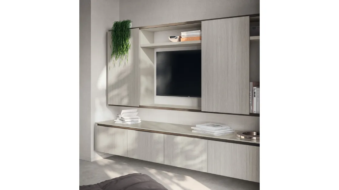 Parete Attrezzata Living Libra 04 in decorativo Oriental Light di Scavolini