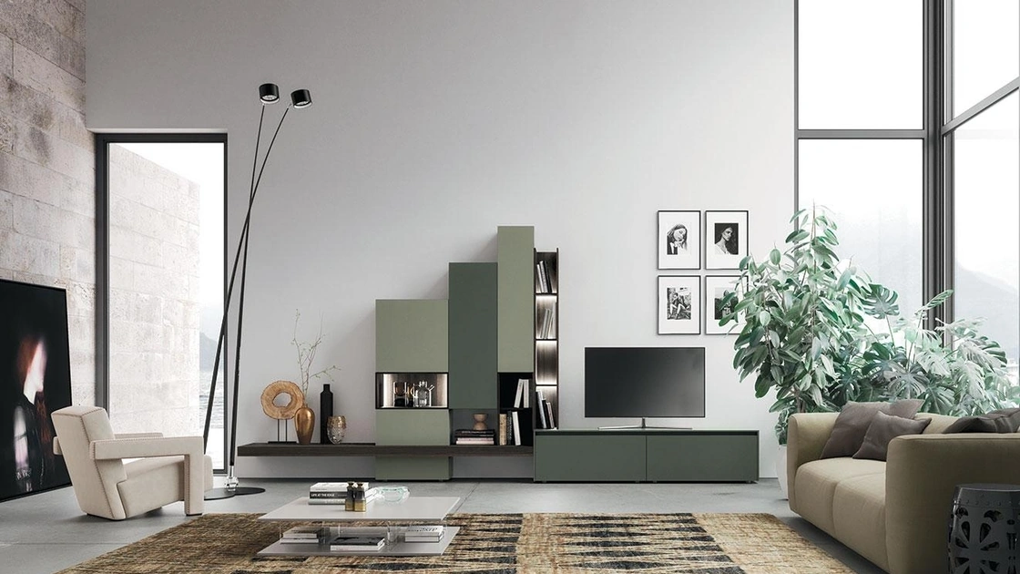 Parete Attrezzata Composizione Horizon 910 in laccato opaco di Mobilgam