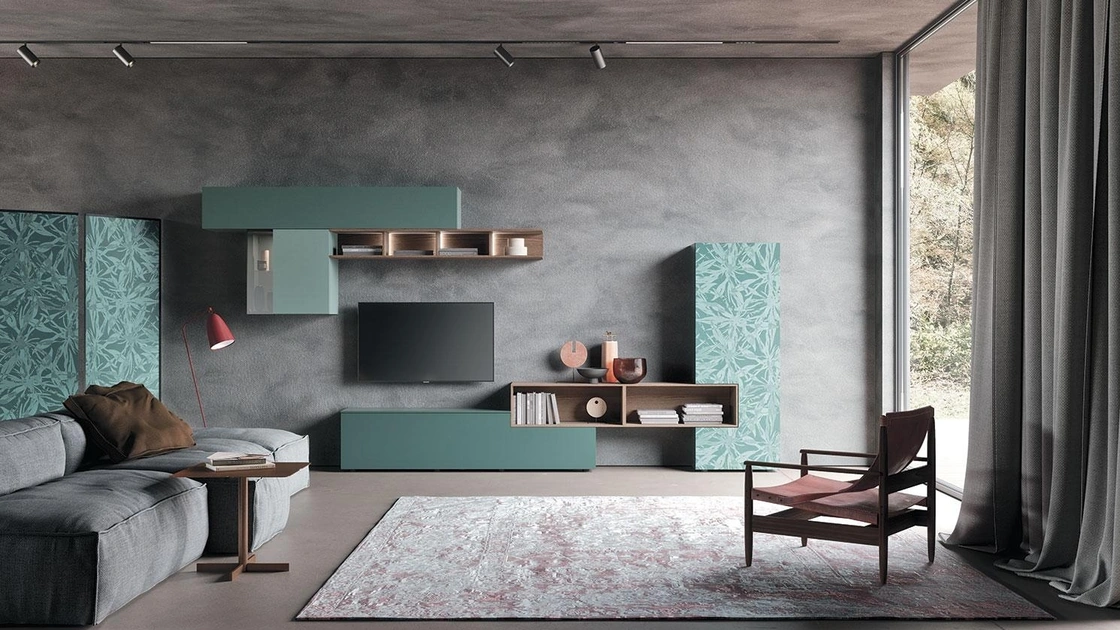 Parete Attrezzata Composizione Horizon 923 in laccato opaco di Mobilgam