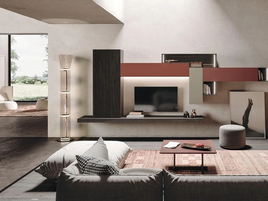 Parete Attrezzata Composizione Horizon 926 in laccato opaco di Mobilgam