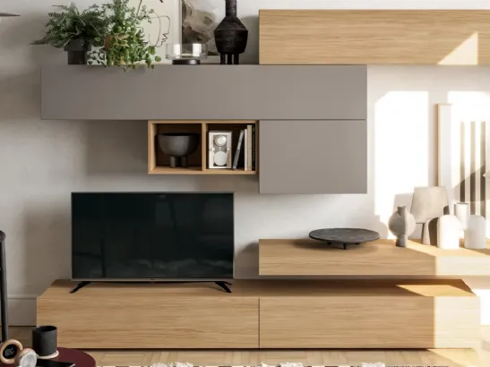 Parete Attrezzata moderna Pratico PTG316 di SantaLucia