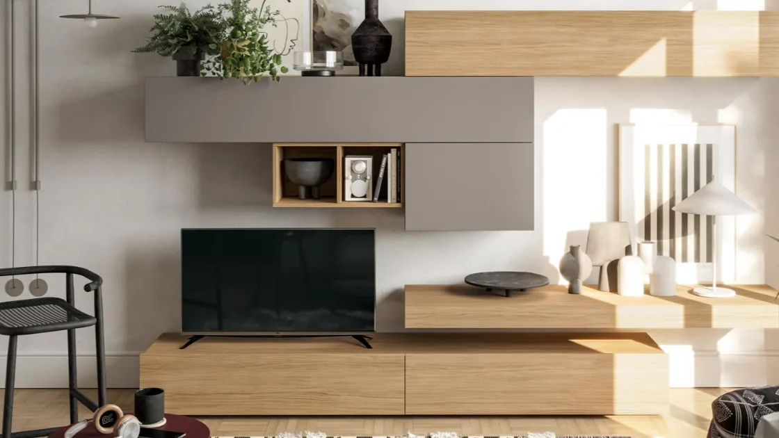 Parete Attrezzata moderna Pratico PTG316 di SantaLucia