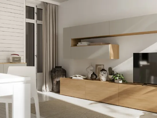 Parete Attrezzata in melaminico e laccato opaco Pratico PTG322 di SantaLucia