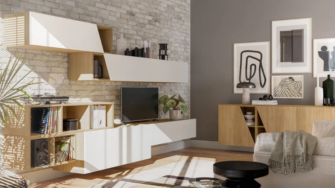 Parete Attrezzata moderna Pratico PTG323 di SantaLucia