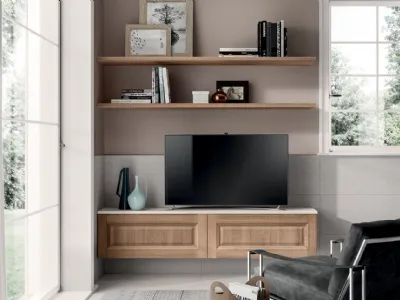 Parete Attrezzata Living Easy 02 in decorativo Rovere Atzeco di Scavolini