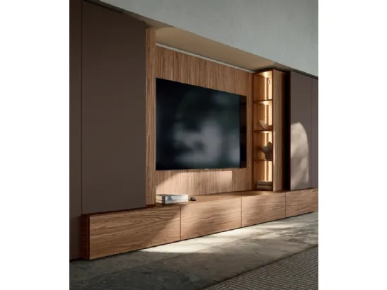 Parete Attrezzata Slim Noce Canaletto di Dall'Agnese