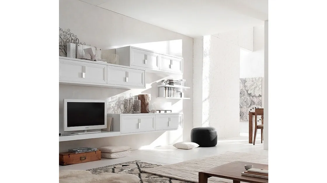 Parete Attrezzata Tea U finitura Bianco Puro di Fasolin