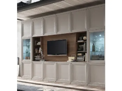 Parete Attrezzata Tea W finitura Madreperla e Tabacco di Fasolin