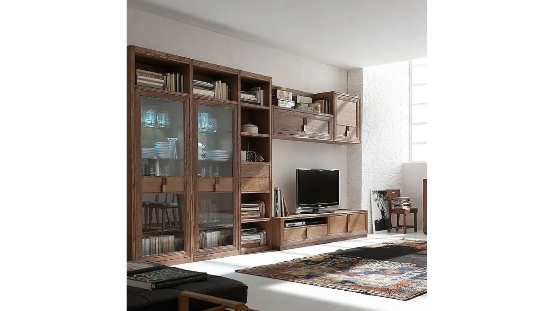 Parete Attrezzata Tea Q finitura Tabacco di Fasolin