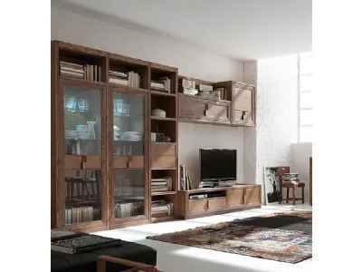 Parete Attrezzata Tea Q finitura Tabacco di Fasolin