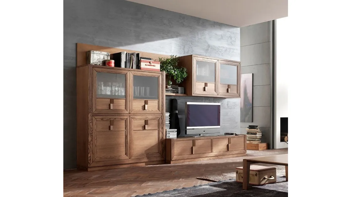 Parete Attrezzata Tea N finitura Tabacco di Fasolin