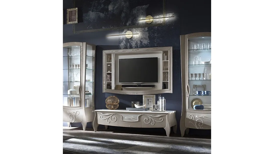 Parete Attrezzata Trésor TS1 finitura Cipria e Gesso di Fasolin