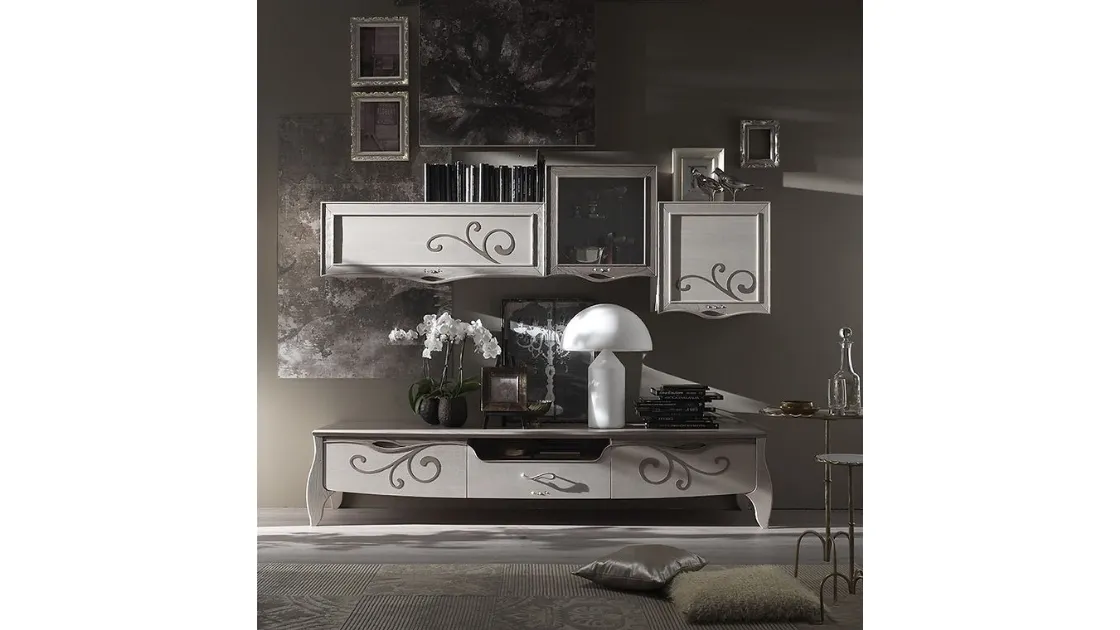 Parete Attrezzata Trésor TS2 finitura Cipria e Denver di Fasolin