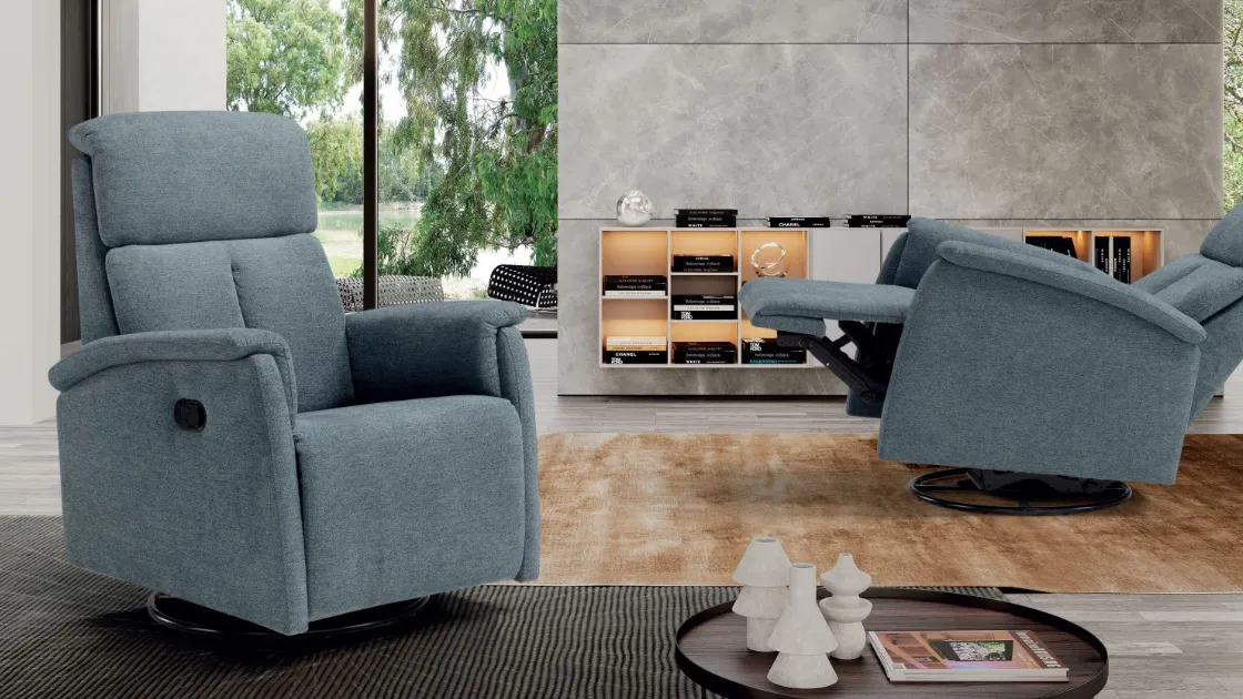 Poltrona a dondolo in tessuto William di Spaziorelax