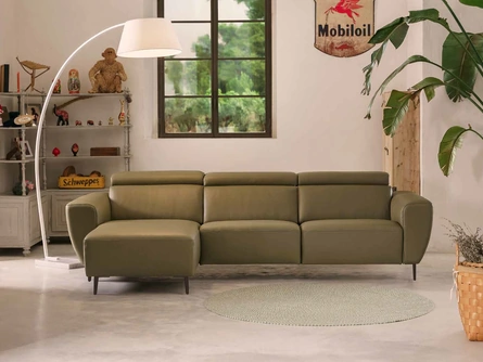 Divano relax Loft in pelle con penisola di Nicoletti Home