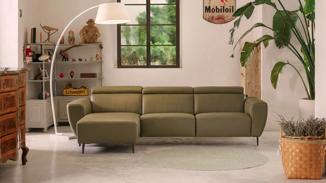 Divano relax Loft in pelle con penisola di Nicoletti Home