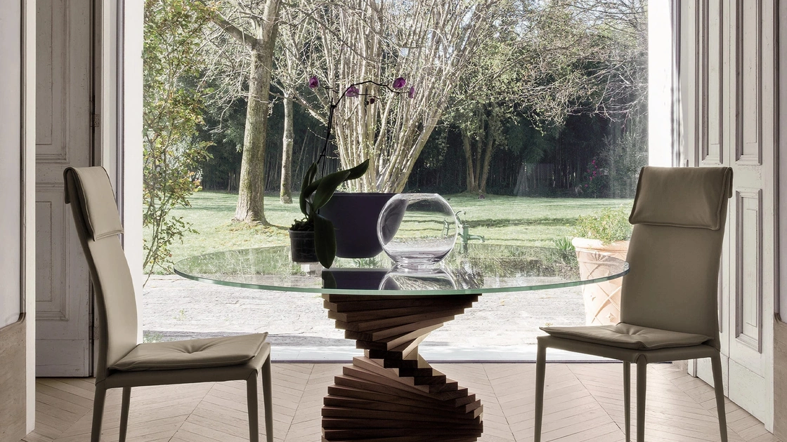 Sedia Adria con rivestimento in pelle di Tonin Casa