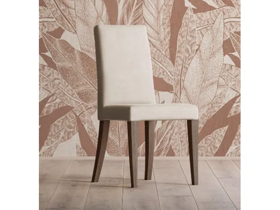 Sedia Cristina rivestita in pelle con gambe in legno di Fasolin