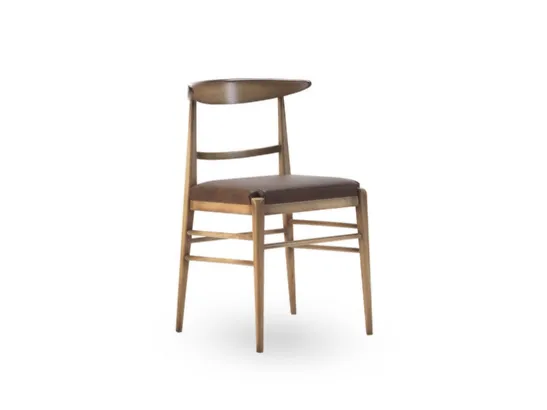 Sedia Laura in legno con seduta imbottita di Fasolin
