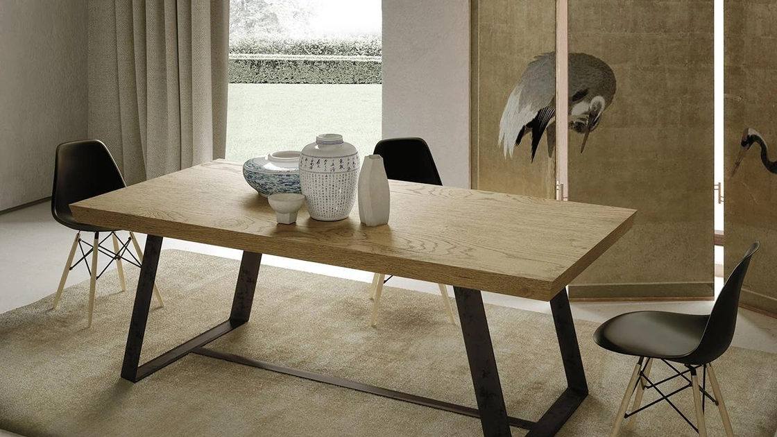 Tavolo rettangolare Joy Horizon in rovere e metallo di Mobilgam