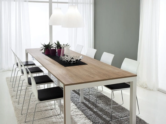 Tavolo consolle allungabile Mattia in laminato HPL e gambe in Faggio massello laccato Bianco di La Primavera