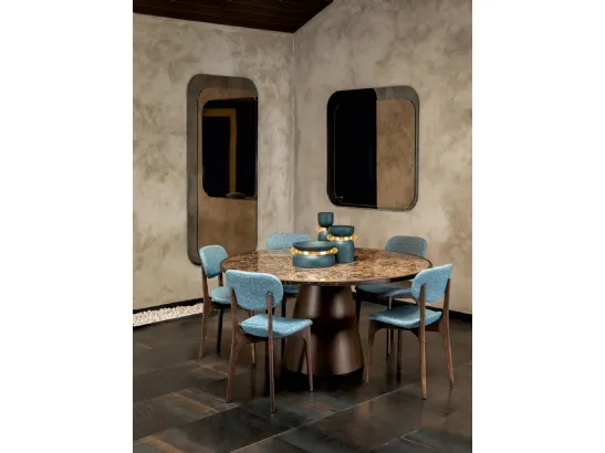 Tavolo rotondo con top in grès porcellanato e base in legno Prime di Tonin Casa