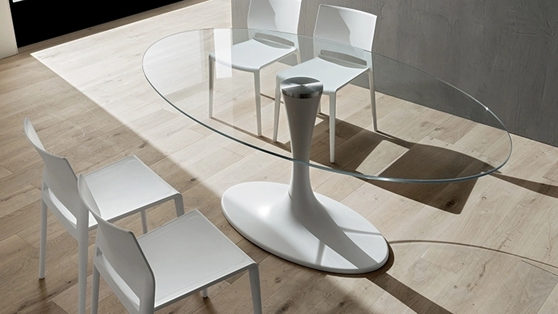 Tavolo ovale fisso Ruud in vetro trasparente di La Primavera