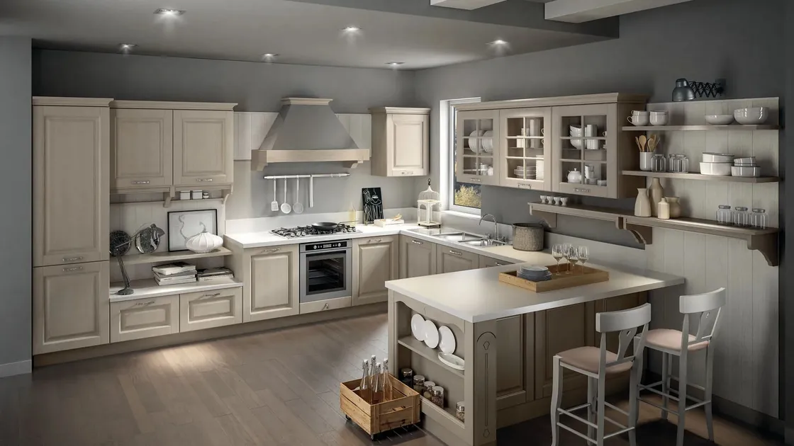 Cucina Classica in Rovere con penisola Bolgheri 02 di Stosa