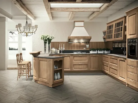 Cucina Classica con penisola Bolgheri 08 in Rovere Natura di Stosa