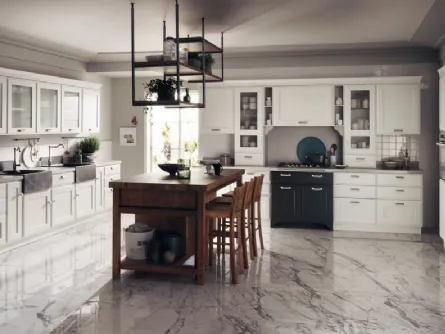 Cucina Classica Favilla 04 con Isola in Rovere Nodato di Scavolini