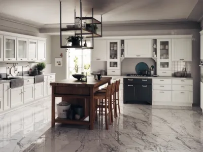 Cucina Classica Favilla 04 con Isola in Rovere Nodato di Scavolini