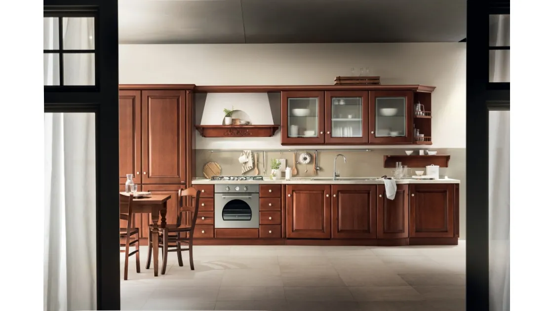 Cucina Classica lineare Madeleine 05 in Castagno di Scavolini