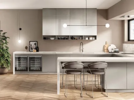 Cucina Moderna Boxi 01 in laccato Grigio Titanio di Scavolini
