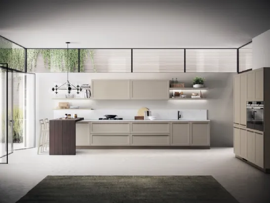 Cucina Moderna Carattere 13 in laccato opaco Visone di Scavolini