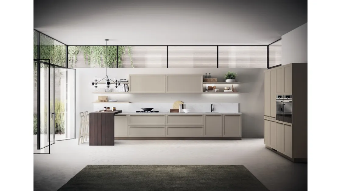 Cucina Moderna Carattere 13 in laccato opaco Visone di Scavolini