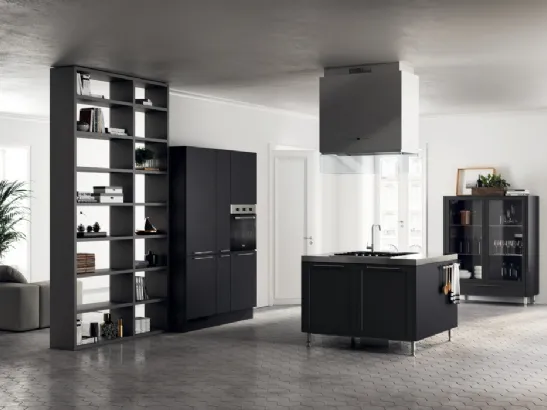 Cucina Moderna Carattere 18 in laccato Nero Ardesia di Scavolini
