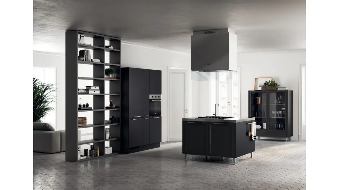Cucina Moderna Carattere 18 in laccato Nero Ardesia di Scavolini
