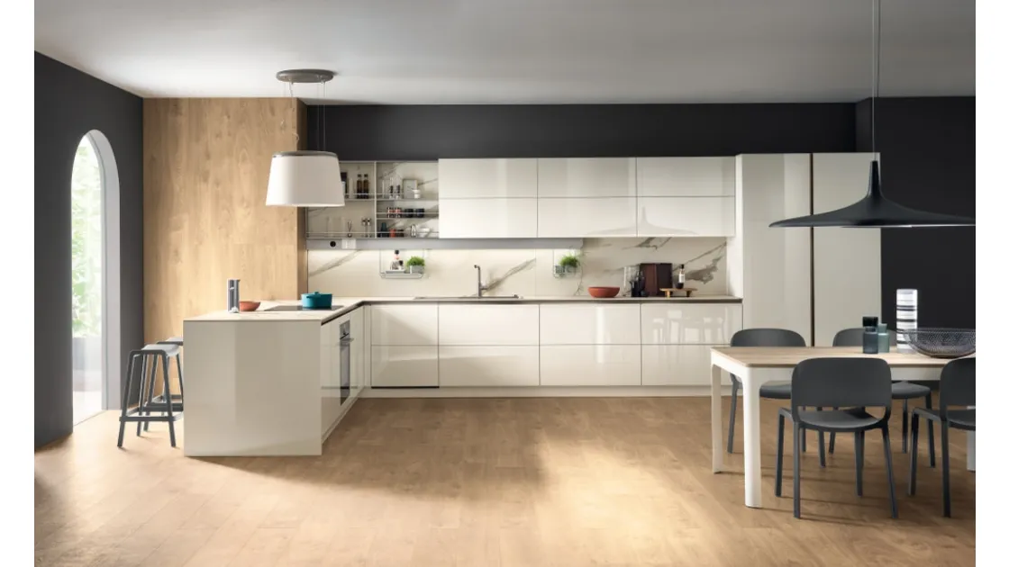 Cucina Moderna Dandy Plus 04 Bianco Lucido di Scavolini