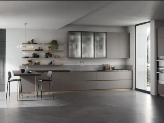 Cucina Moderna con penisola DeLinea 04 Grigio Londra di Scavolini