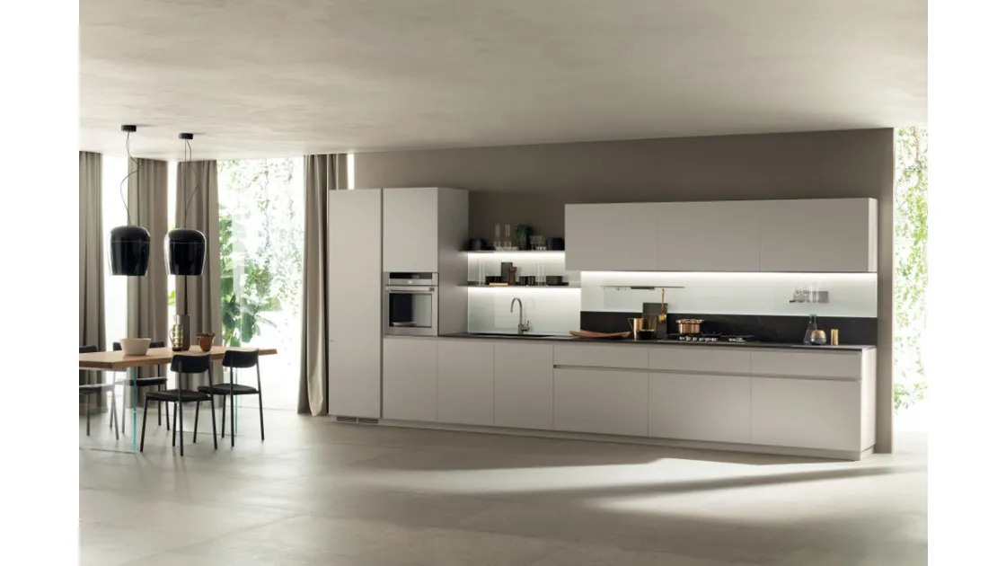 Cucina Moderna DeLinea 07 in laccato Grigio Chiaro di Scavolini