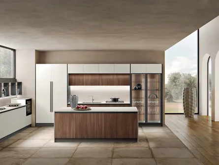 Cucina Moderna con isola Deluxe 03 in essenza e laccato di Spar
