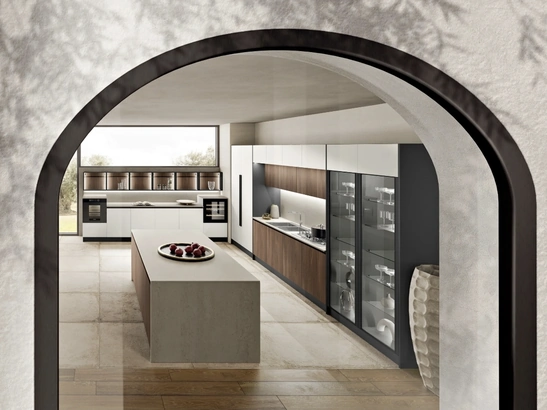 Cucina Moderna angolare con isola Deluxe 04A di Spar