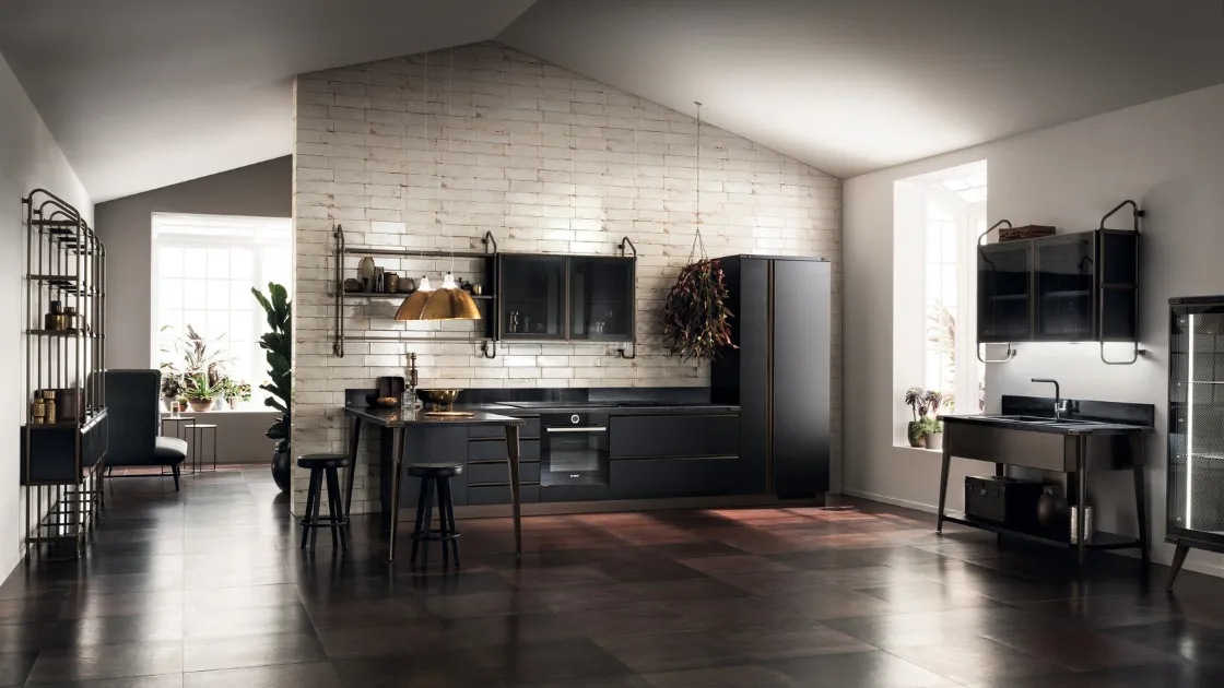 Cucina Moderna Diesel Open Workshop 08 con Top in Corial Gravel di Scavolini