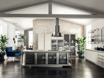 Cucina Moderna Diesel Open Workshop 10 con Top in Quarz Motley di Scavolini