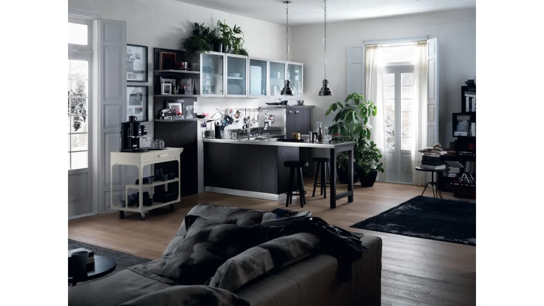 Cucina Moderna Diesel Social Kitchen 05 in Rovere Tempera Black di Scavolini