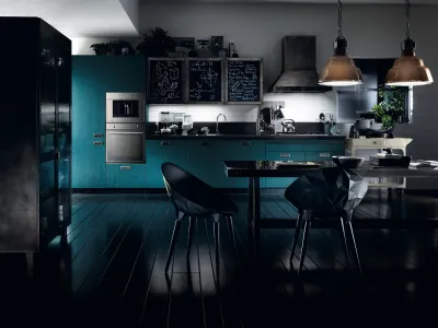 Cucina Moderna Diesel Social Kitchen 09 in Rovere laccato Tempera Indigo di Scavolini