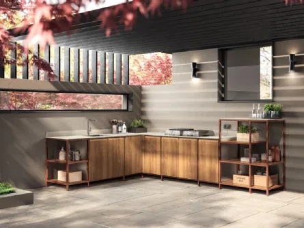 Cucina Moderna Formalia Outdoor 03 in tek di Scavolini