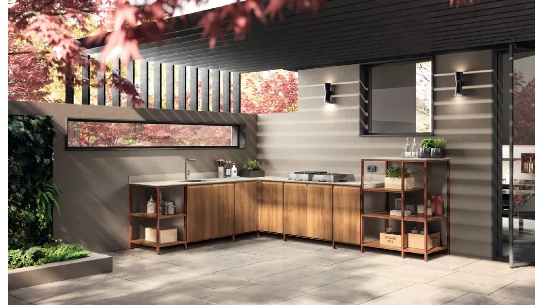 Cucina Moderna Formalia Outdoor 03 in tek di Scavolini