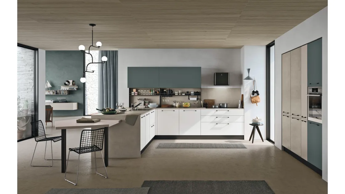 Cucina Moderna Infinity v15 in Pet Bianco Assoluto Opaco di Stosa